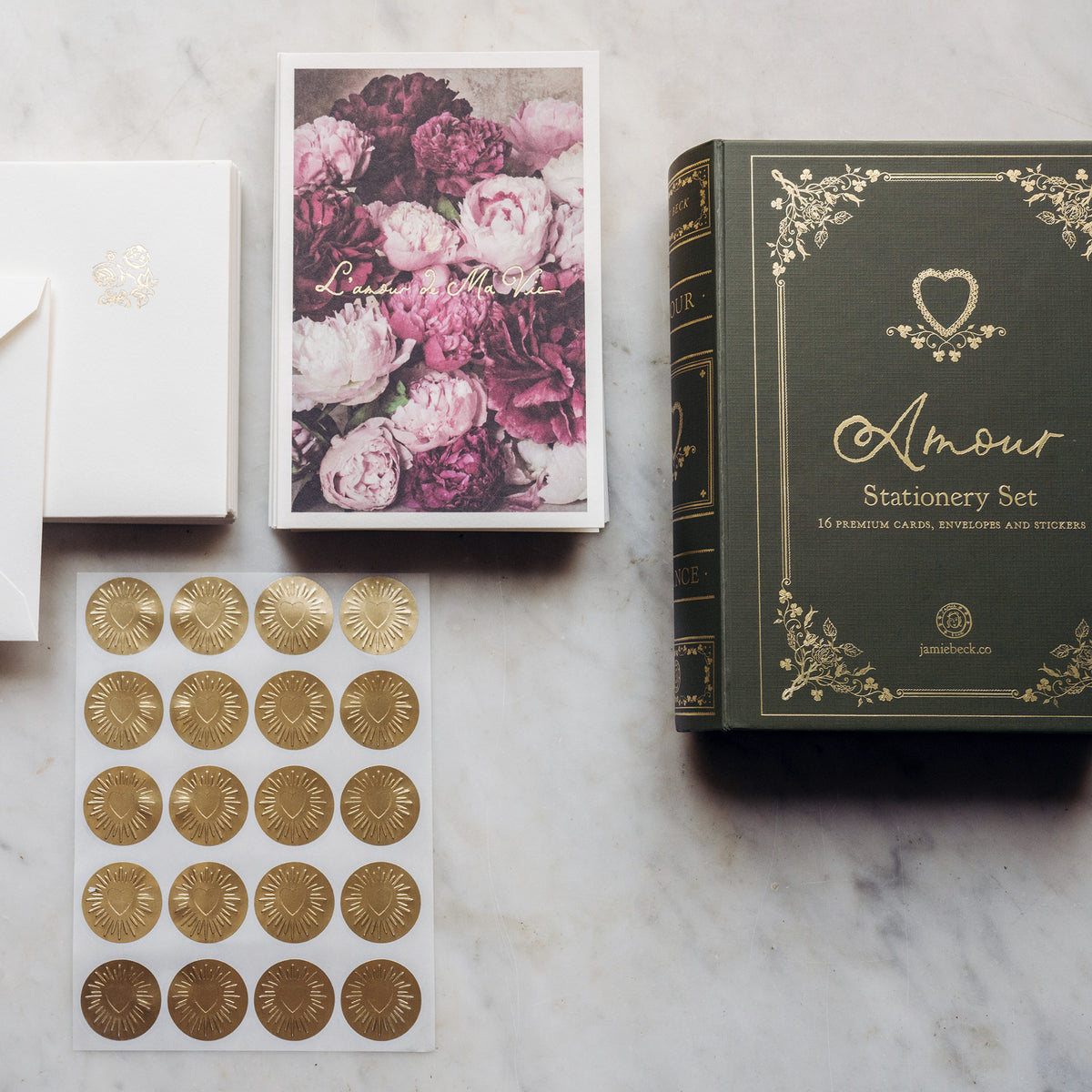 Amour Stationery • Set of 16 Cards and Envelopes