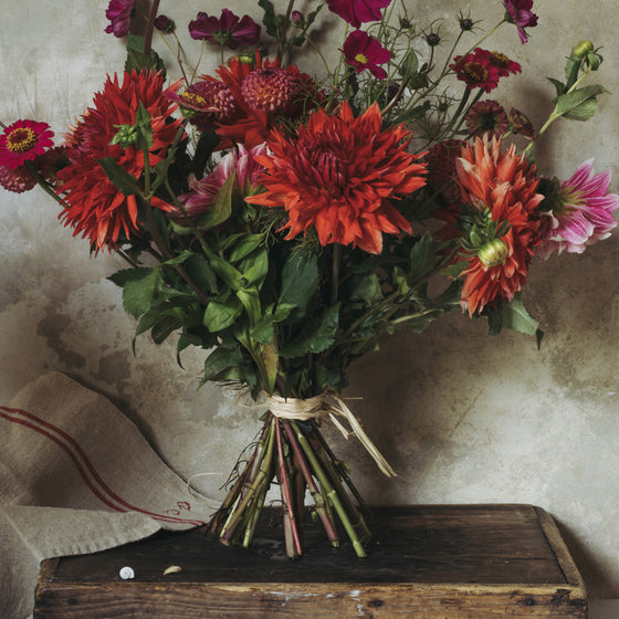 Bouquet in Red Print