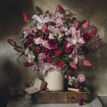  Bouquet in Pink and Books Print