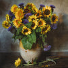 Sunflowers and Artichoke Flowers Print