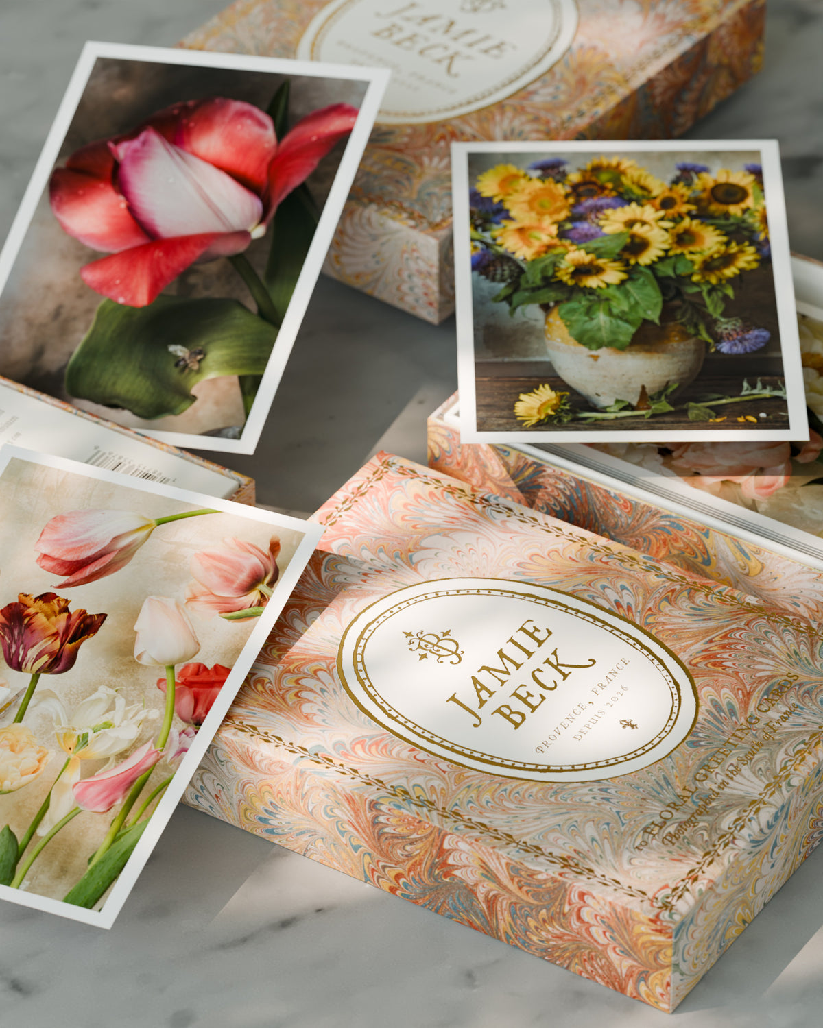 French Floral Stationery Set • 10 Folded Cards and Envelopes