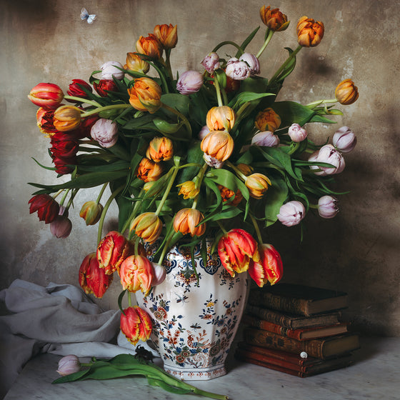 Tulips in Vase with Book #2 Print