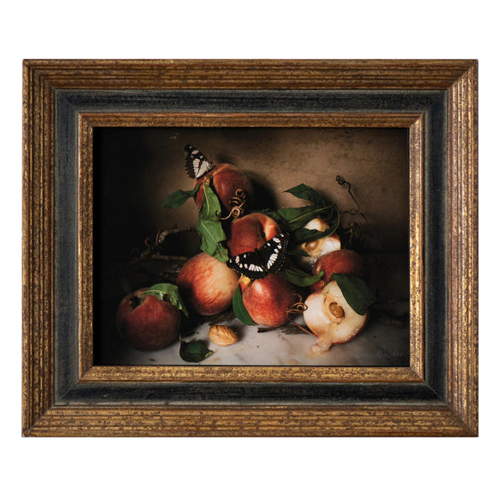 Still life with Peaches & Butterflies • Fine Art Framed Collectible