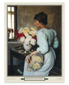 Woman with Spring Peonies Poster