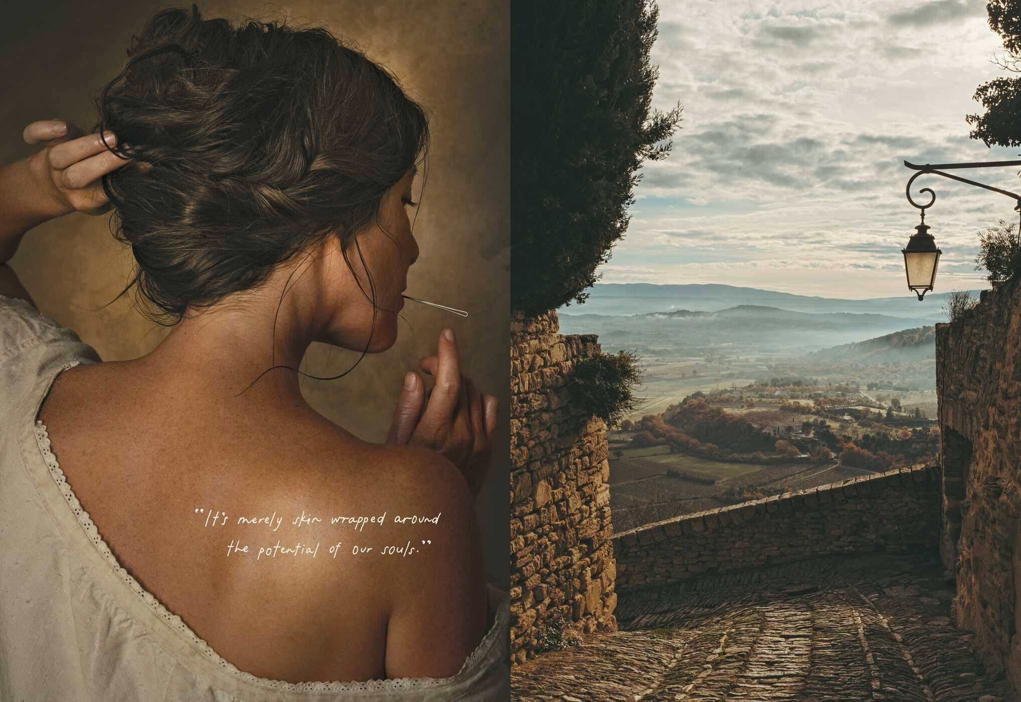 Woman looking over scenic French valley