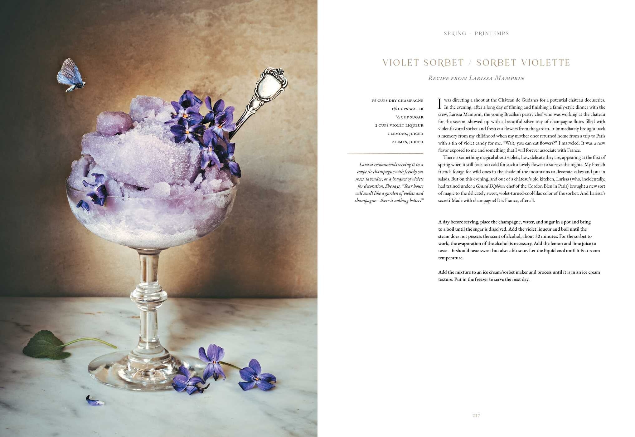 Artisan violet dessert glass and recipe spread